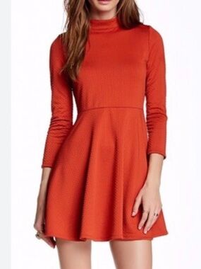 Free people Women's Orange Long-Sleeve Fit & Flare Dress